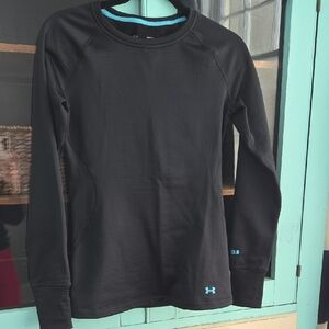 Under Armour Black Thermal Top with Blue Accents Base Layer 3.0